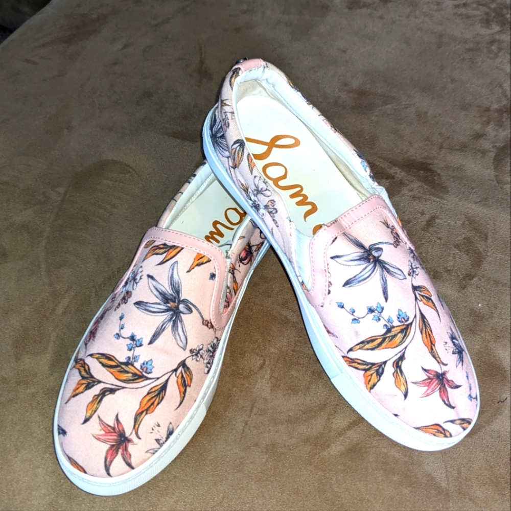 Sam Edelman Lily Floral Slide On Sneakers Shoes Flowers Pink